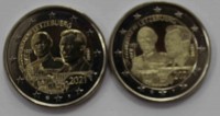 2 евро 2021г. Люксембург,  100 лет со дня рождения Великого Герцога Жана , 2 монеты рельефное изображение+фото,состояние UNC - Мир монет