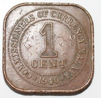 1 цент 1939-1940г.г. Британская Малайя. Георг VI, состояние VF. - Мир монет