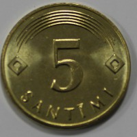 5 сантим 2009г. Латвия, состояние UNC - Мир монет
