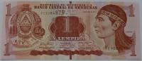 Банкнота 1 лемпира 2014г. Гондурас. Индеец, новый тип с кодом Брейля для слепых,состояние UNC - Мир монет