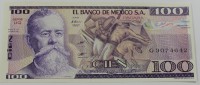 Банкнота  100 песо 1982г. Мексика, Джас Мул, состояние UNC. - Мир монет