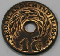 1 цент 1945г. Нидерландская Индия, состояние aUNC - Мир монет