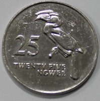 25 нгве 1992г. Замбия, Попугай, состояние аUNC - Мир монет