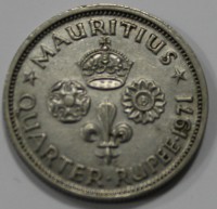 1/4 рупии 1971г. Британский Маврикий. Елизавета II. состояние XF+ - Мир монет