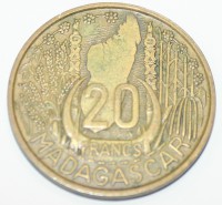 20 франков 1953г. Французский Мадагаскар, состояние VF - Мир монет