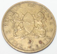 5 центов 1966г. Кения, состояние VF - Мир монет