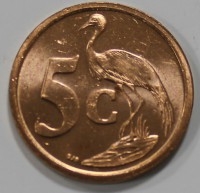 5 центов 2005г. ЮАР, Цапля, состояние UNC - Мир монет