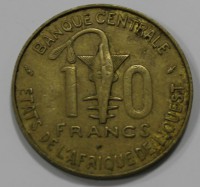 10 франков 1978г. западно африканский Валютный Союз, Антилопа Куду, состояние VF-XF - Мир монет
