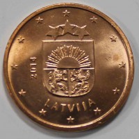 5 евроцентов  2014г. Латвия,  состояние UNC. - Мир монет