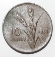 10 куруш 1965г. Турция,состояние VF+ - Мир монет