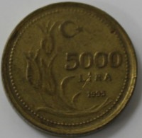 5000 лир 1995г. Турция,состояние ХF - Мир монет