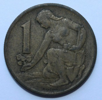 1 крона 1964г. Социалистическая Чехословакия, бронза,состояние VF - Мир монет