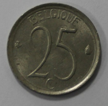 25 сантимов 1965г. Бельгия, никель, состояние XF. - Мир монет