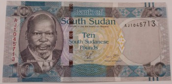Банкнота  10 фунтов  2018г. Южный Судан,состояние UNC - Мир монет