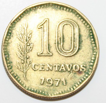 10 сентаво 1971г. Аргентина, состояние VF - Мир монет