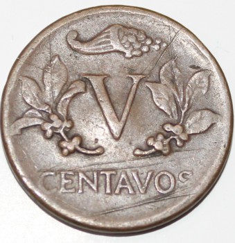 5 сентаво 1958г. Колумбия, состояние VF+ - Мир монет