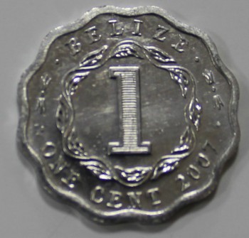 1 цент 2007г. Белиз, Елизавета II ,  состояние UNC - Мир монет