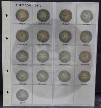  № 1118-8.    Лист  Линдер, для  монет 2 евро 2012г "10 лет наличному евро." В комплекте с иллюстрированным  разделителем .  Германия. - Мир монет