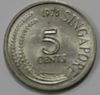 5 центов 1976г. Сингапур,состояние UNC - Мир монет
