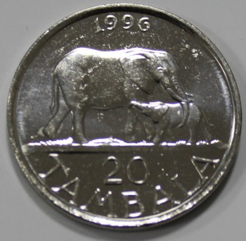 20 тамбала 1996г. Малави. Слоны , состояние UNC - Мир монет