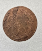 5 копеек 1771г. ЕМ. Екатерина II, медь, сдвиг штемпеля влево, шея толстая, крылья узкие, VF+. - Мир монет