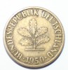 5 пфеннигов 1950г.  ФРГ. J,  состояние VF. - Мир монет