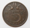 5 центов 1956г. Нидерланды, бронза, состояние ХF, патина. - Мир монет