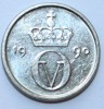 10 эре 1990г. Норвегия, никель,состояние ХF-UNC - Мир монет