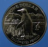 1 доллар 1988г.  Новая Зеландия. Желтоглазый пингвин, никель, монета в футляре , состояние UNC. - Мир монет