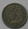 20 геллер 1893г. Австро-Венгерская империя, никель,состояние VF-XF. - Мир монет