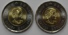 Комплект  из двух 2-х долларовых монет 2020г. Канада. 75 лет окончания второй мировой войны, цветная и простая,состояние UNC - Мир монет