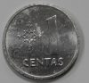 1 цент 1991г.  Республика Литва, состояние UNC - Мир монет