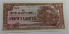 Банкнота   50 центов 1942.г. Малайя. Оккупация Японией, состояние XF. - Мир монет