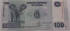 Банкнота 100 франков 2007г. Конго, Слон, состояние UNC - Мир монет