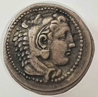 Тетрадрахма 336-323 г.г. до нашей эры. Греция.  Портрет Александра  Македонского, серебро, вес  3,91гр, диаметр 11мм, состояние XF ! - Мир монет