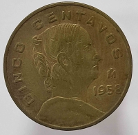 5 сентаво 1958г. Мексика. , состояние аUNC - Мир монет