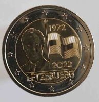 2 евро 2022г. Люксембург. 50-летие флага Люксембурга, биметалл, состояние UNC - Мир монет