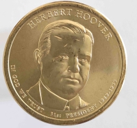 1 доллар 2014г. США.  Р . Герберт Гувер(1929-1933), 31-й президент, состояние UNC. - Мир монет