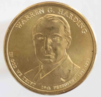 1 доллар 2014г. США.  Р . Уоррен Гардинг(1921-1923), 29-й президент, состояние UNC. - Мир монет