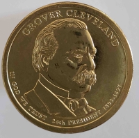 1 доллар 2012г. США. Р .  Гровер Кливленд(1893-1897), 24-й президент,  состояние UNC. - Мир монет