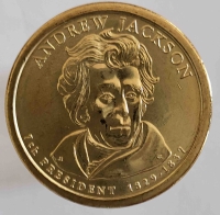 1 доллар 2008г. США. Эндрю Джексон(1829-1837), 7-й президент, состояние UNC. - Мир монет