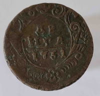 1 Денга 1731 г.  Анна Иоановна, медь, состояние VF+ - Мир монет