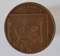 2 пенса 2010г. Великобритания. Елизавета II. Флаг, состояние AU+ - Мир монет