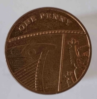 1 пенс 2010г. Великобритания. Елизавета II. Флаг, состояние AU+ - Мир монет