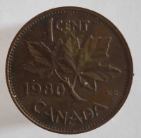 1 цент 1980г. Канада, состояние VF - Мир монет