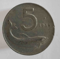 5 лир 1954г. Италия, состояние XF - Мир монет