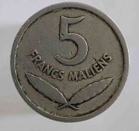 5 франков  1961 г  Мали. Гиппопотам , состояние FV -XF - Мир монет