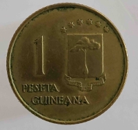 1 песета 1969г. Экваториальная Гвинея. Бивни. Герб, состояние XF+ - Мир монет
