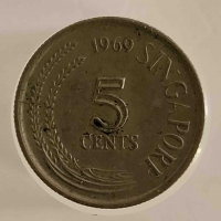 5 центов  1969г. Сингапур. Павлин , состояние XF  - Мир монет