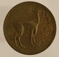 1/2 солей 1968г. Перу. Лама, состояние XF - Мир монет
